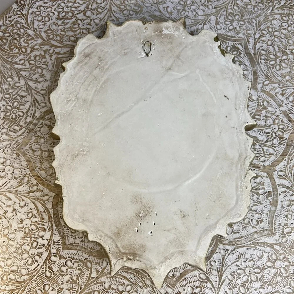 VTG Goldtone Mirror Fruit Design Cast Plaster Baroque Ornate Wall Mirror 10.5x8